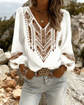 Blusa de manga abullonada con escote en V y corte amplio