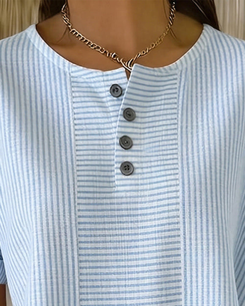 Blusa de cuello redondo de manga corta
