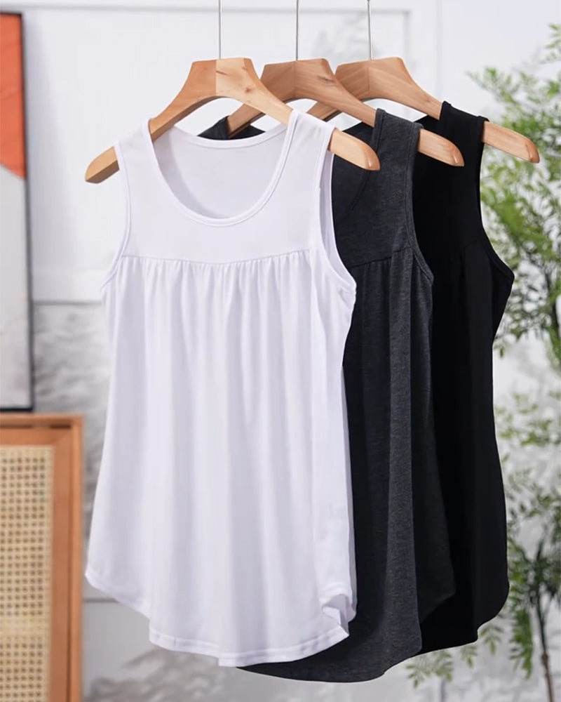 Conjunto de tres piezas sin mangas plisadas con chaqueta amplia