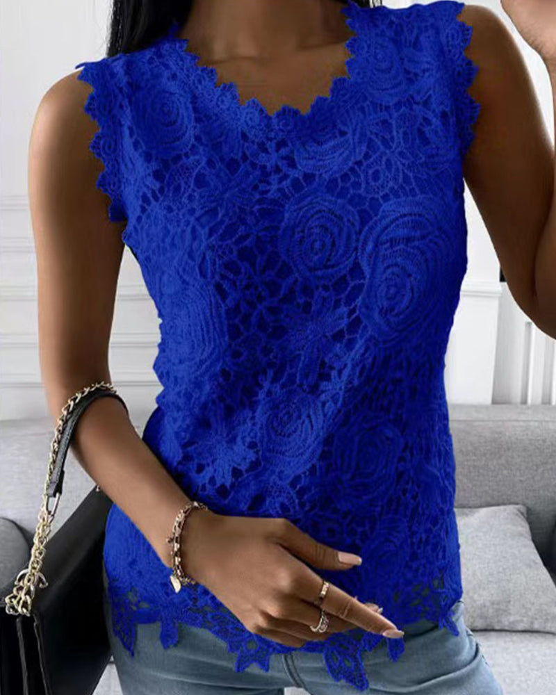 Top elegante liso con encaje