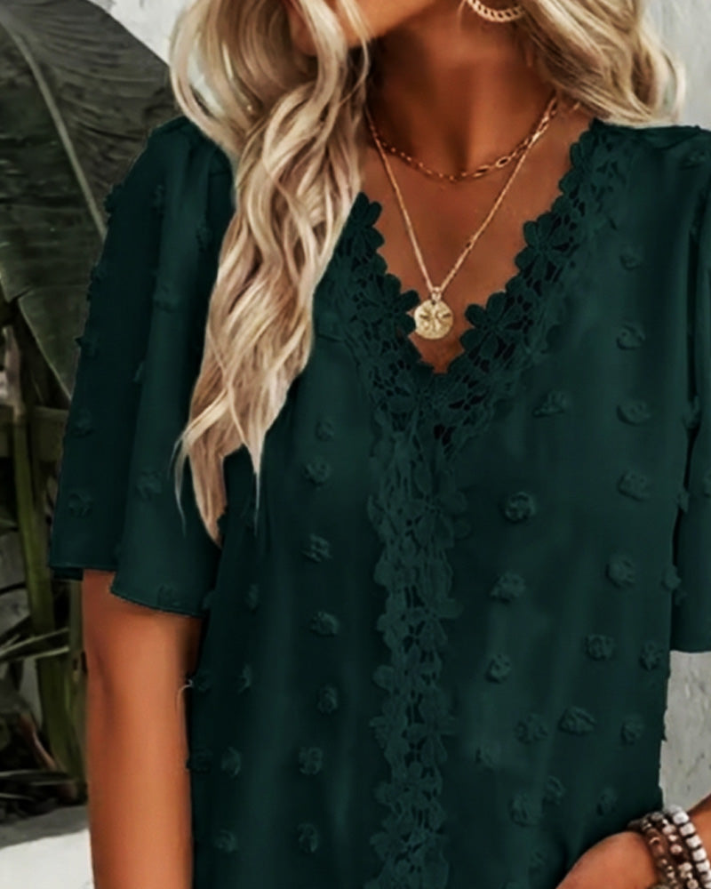 Blusa jacquard con manga volante