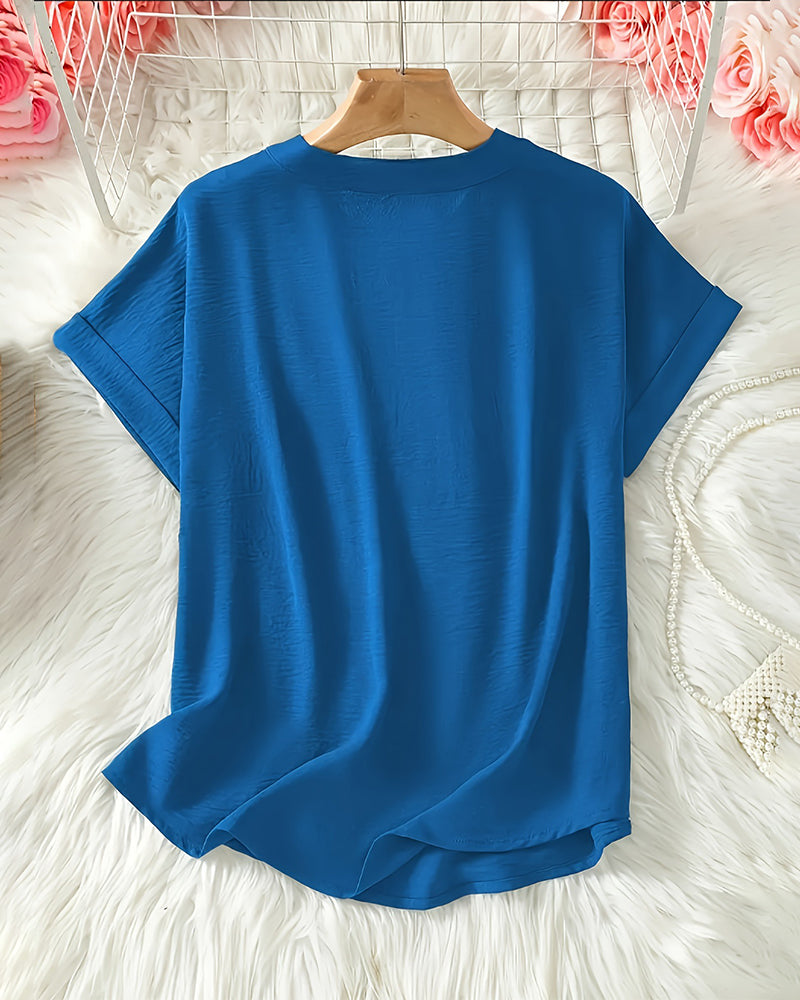 Blusa holgada de color liso para mujer casual