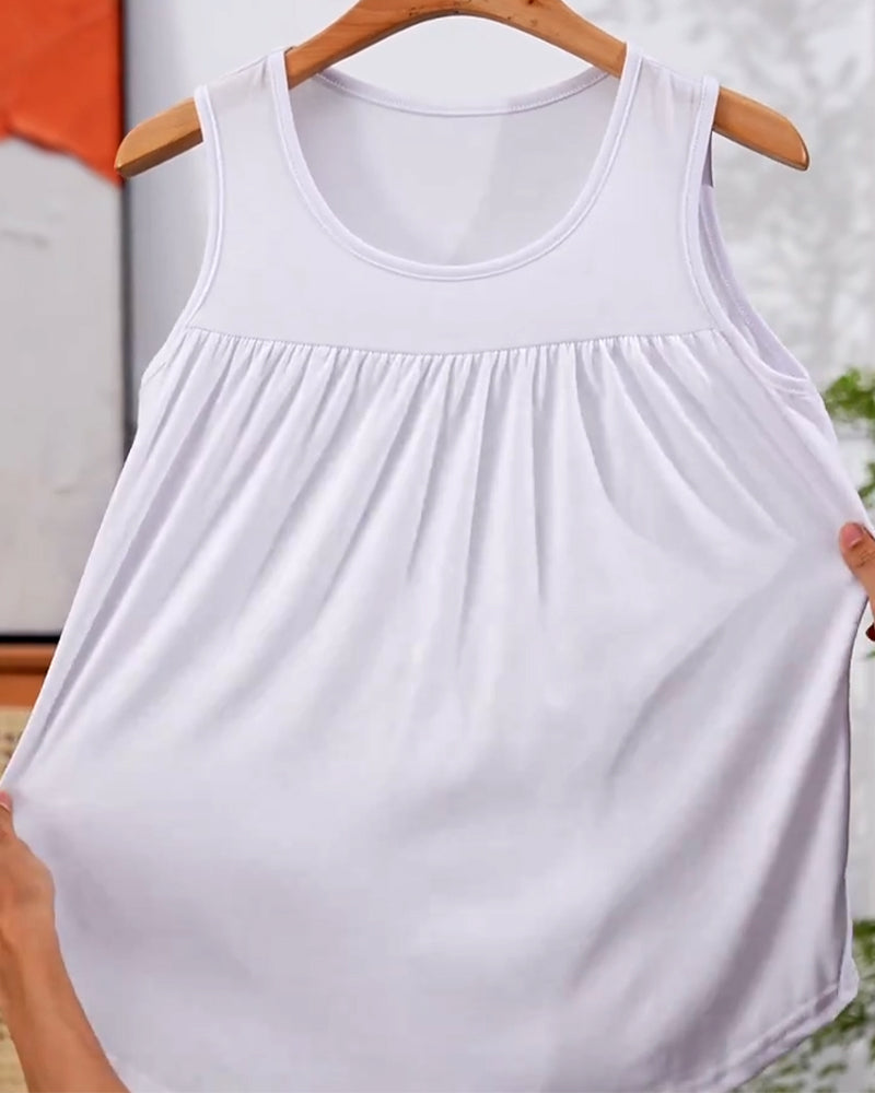 Conjunto de tres piezas sin mangas plisadas con chaqueta amplia
