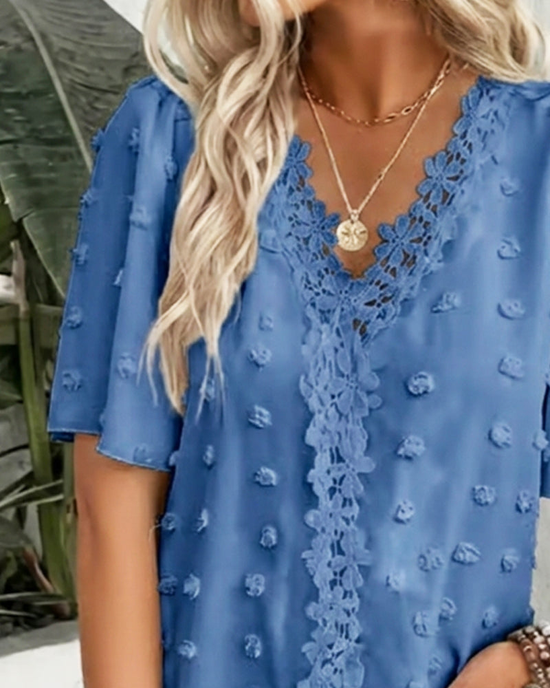 Blusa jacquard con manga volante