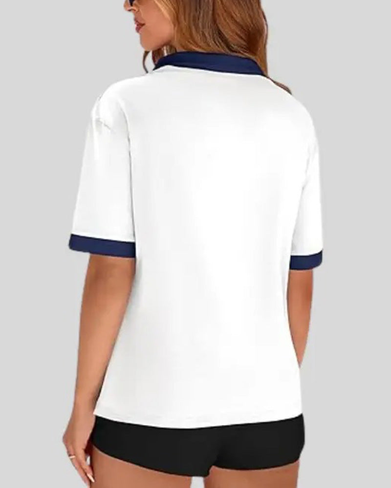 Camiseta polo de color blocking con mangas cortas