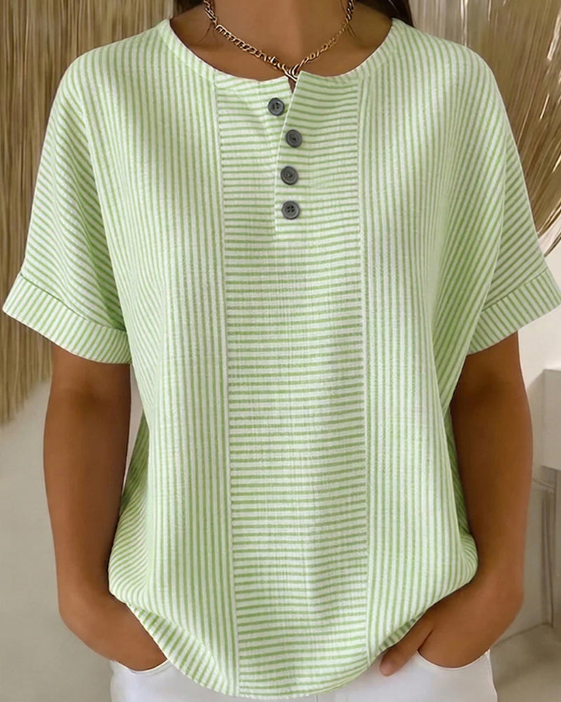 Blusa de cuello redondo de manga corta