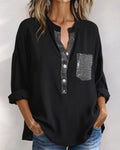 Top casual patchwork con lentejuelas amplio