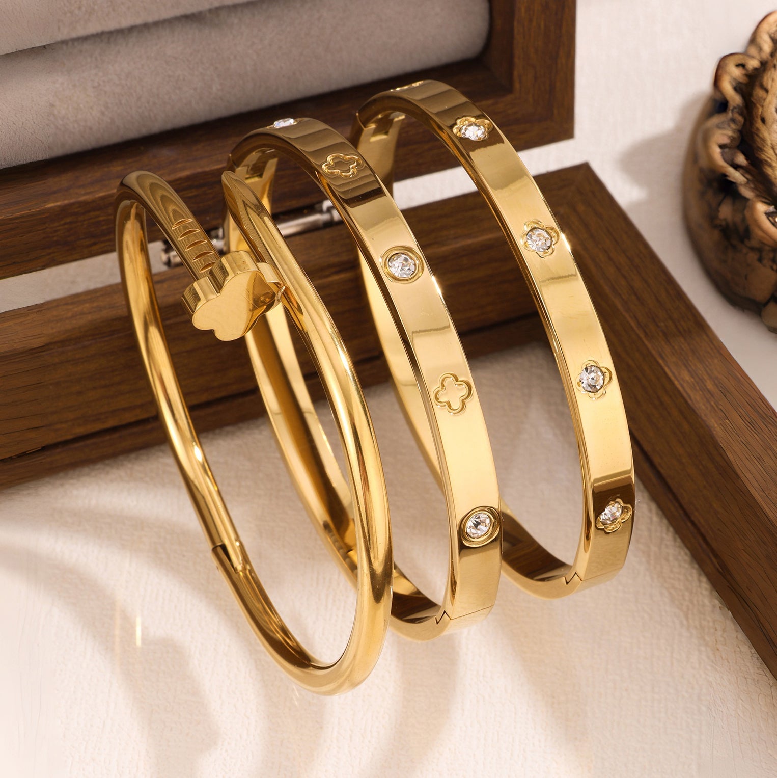 Waterproof & Tarnish-Free 3-Piece Stackable Bangle Set