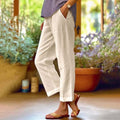 Vayla - Pantaloni relaxed a gamba dritta con tasche laterali, vita media