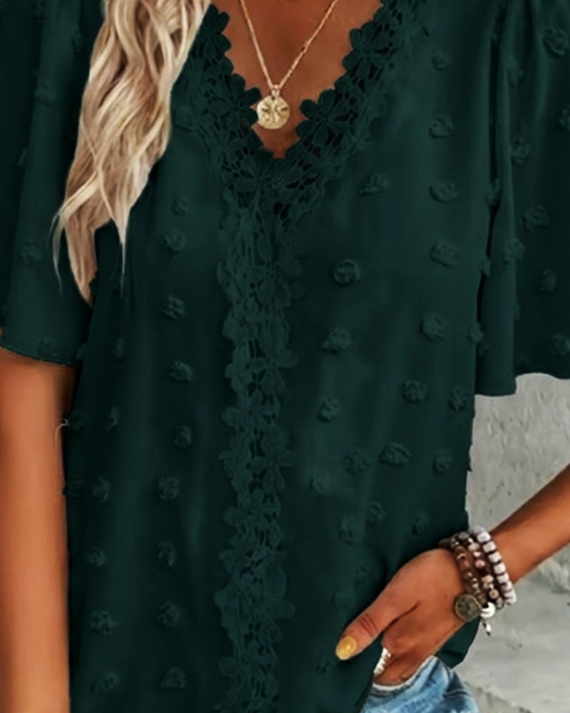 Blusa jacquard con manga volante