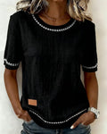 Top de cuello redondo con mangas cortas