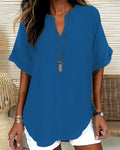 Blusa holgada de color liso para mujer casual