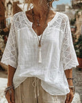 Blusa lisa panelada con escote en V