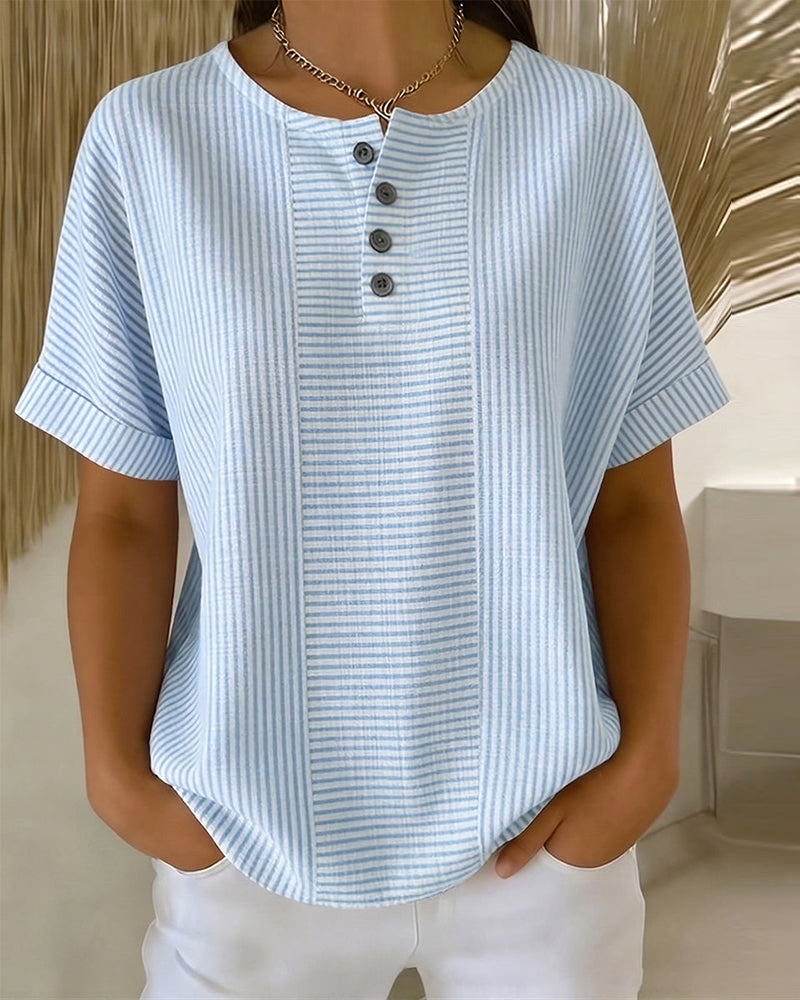 Blusa de cuello redondo de manga corta