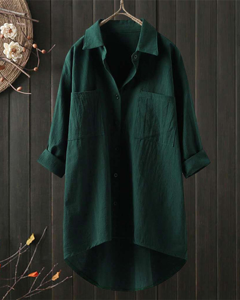 Blusa amplia de color sólido con mangas largas