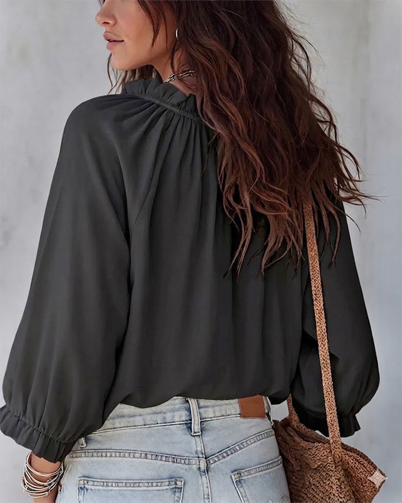 Blusa de cuello en V con lazos