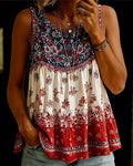 Top sin mangas de cuello redondo bohemio