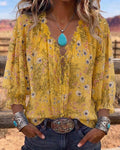 Blusa casual floral con lazo