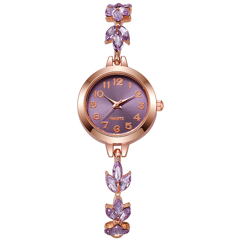 Elegant Sparkling Leaf Bracelet Watch