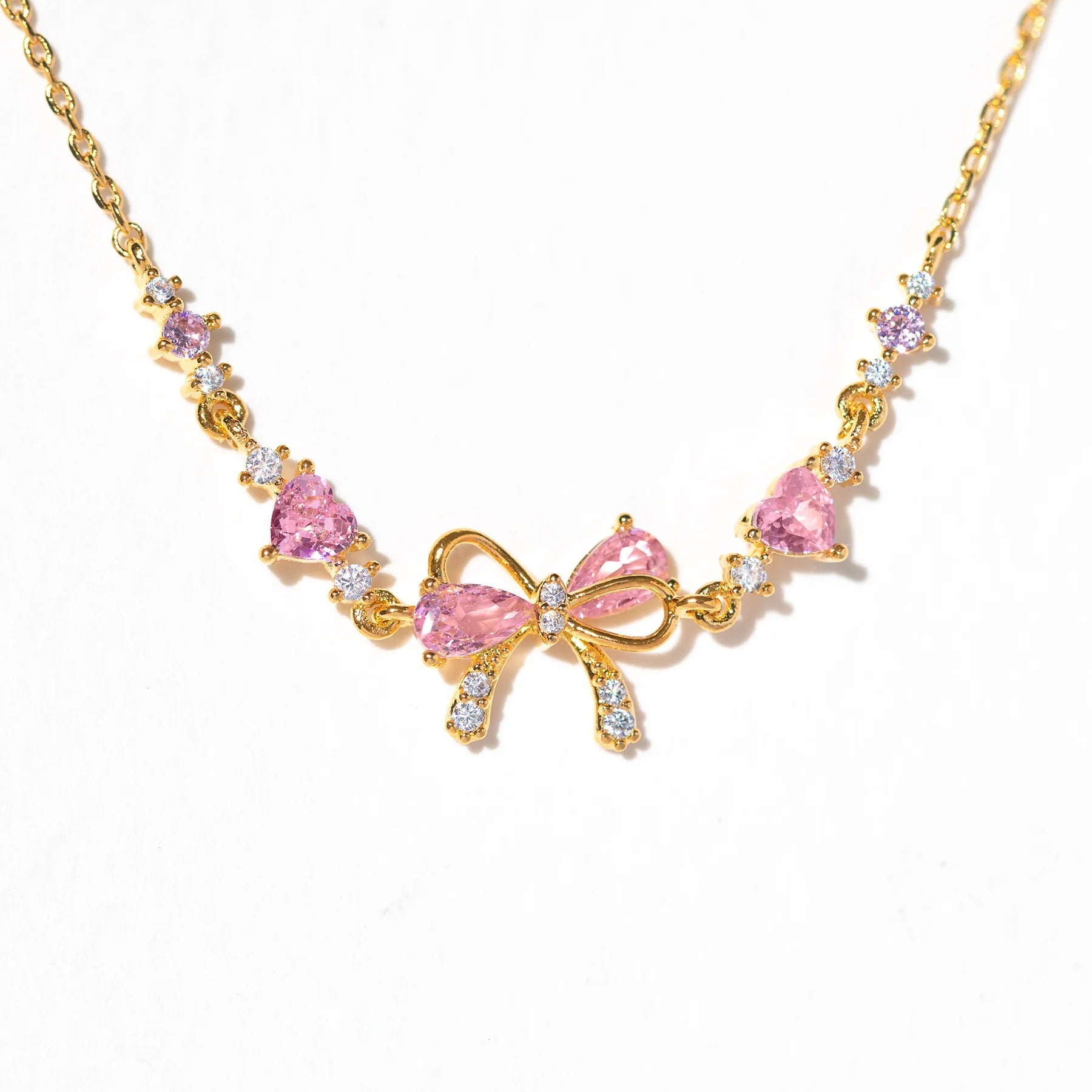 Sweet Pink Bow Crystal Stacking Bracelet