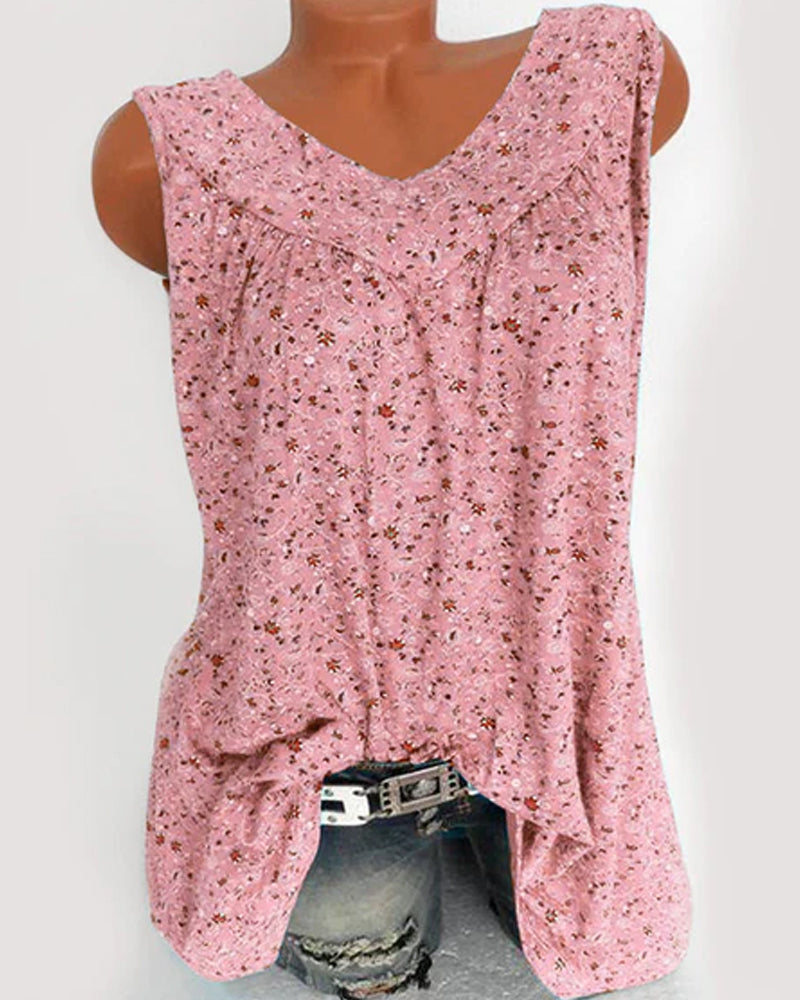 Top sin mangas con estampado floral