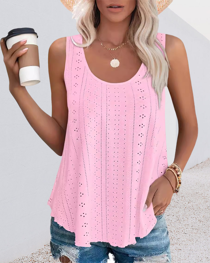 Top sin mangas de cuello redondo holgado