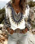 Top con escote en V y estampado retro