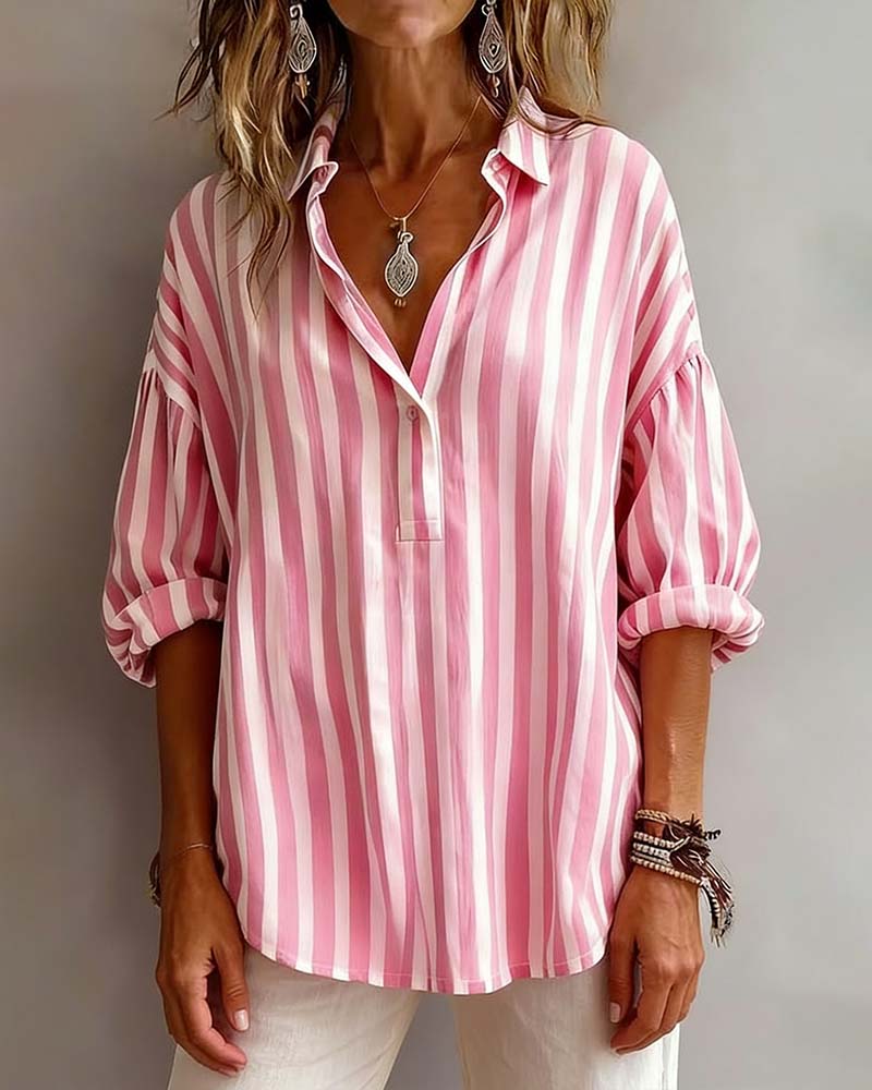 Blusa a rayas amplia con cuello