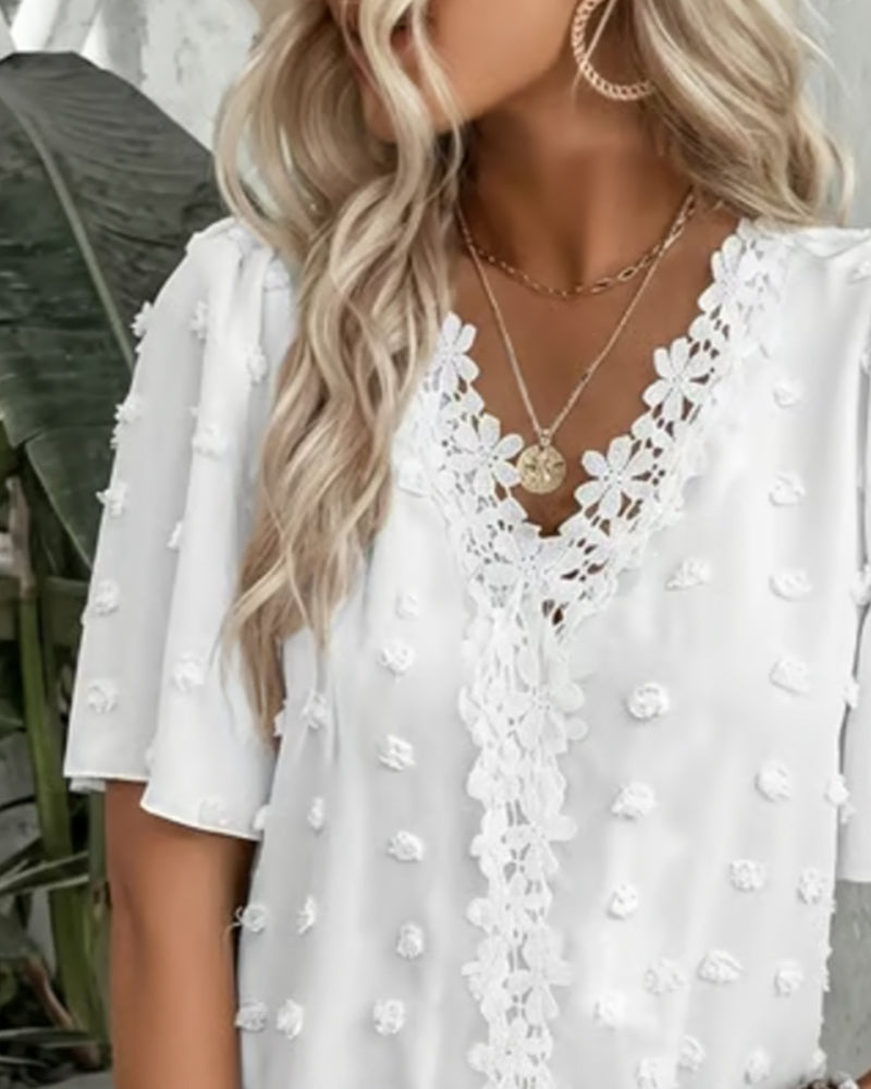 Blusa jacquard con manga volante