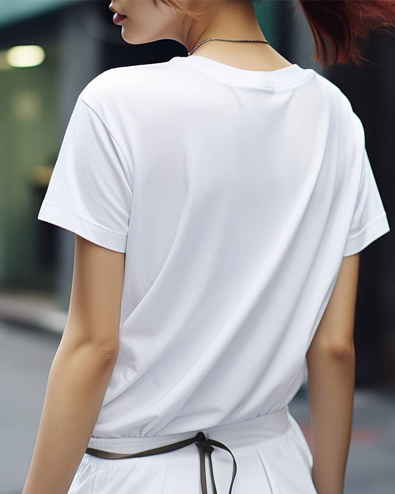Camiseta casual estampada con la palabra LOVE, de mangas cortas y cuello redondo