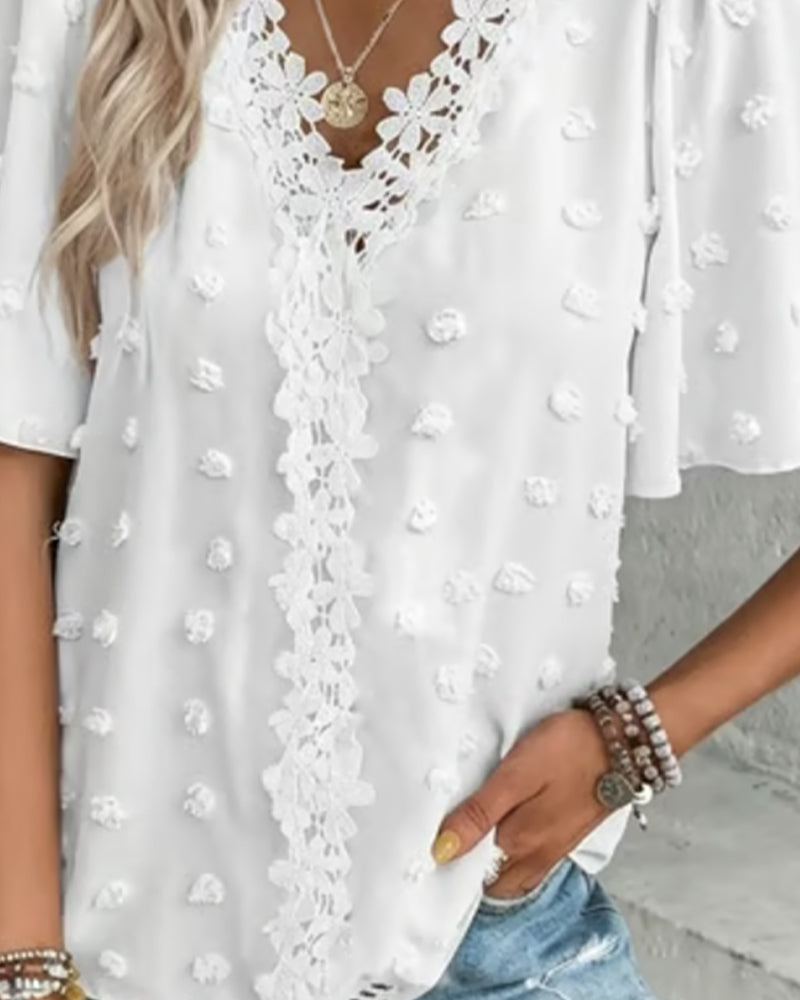Blusa jacquard con manga volante