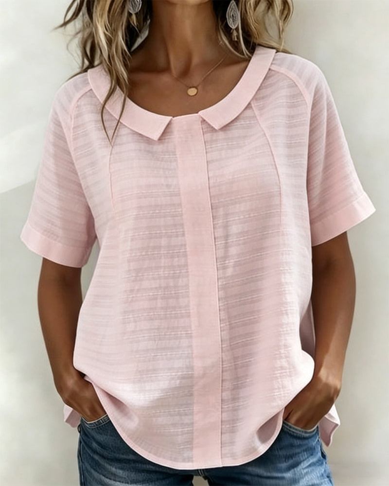 Blusa texturizada con cuello Peter Pan