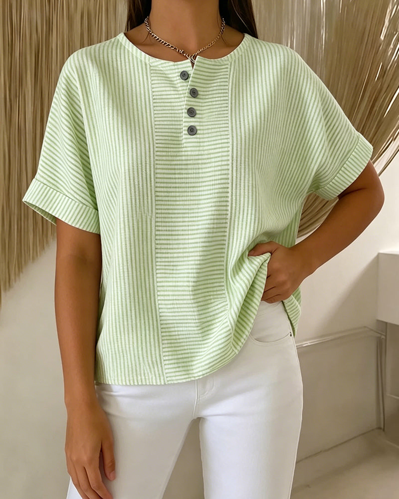 Blusa de cuello redondo de manga corta