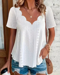 Camiseta con cuello en V estilo francés