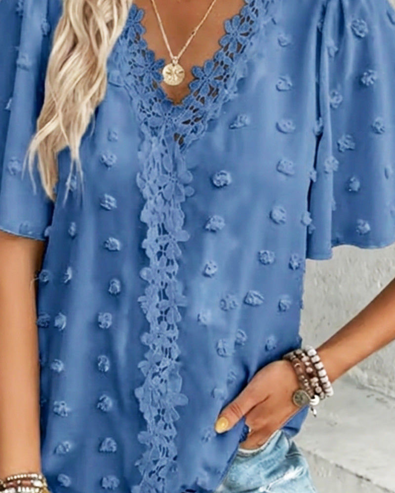 Blusa jacquard con manga volante