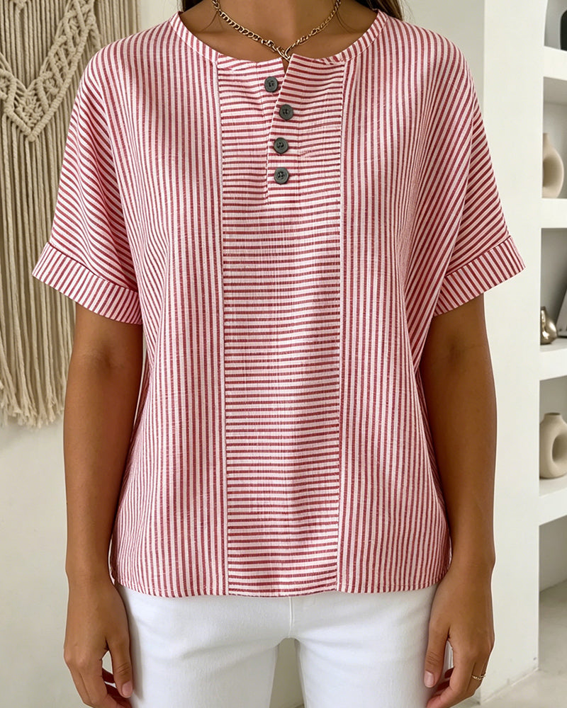Blusa de cuello redondo de manga corta