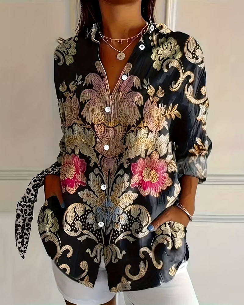 Camisa estampada con cuello abotonado
