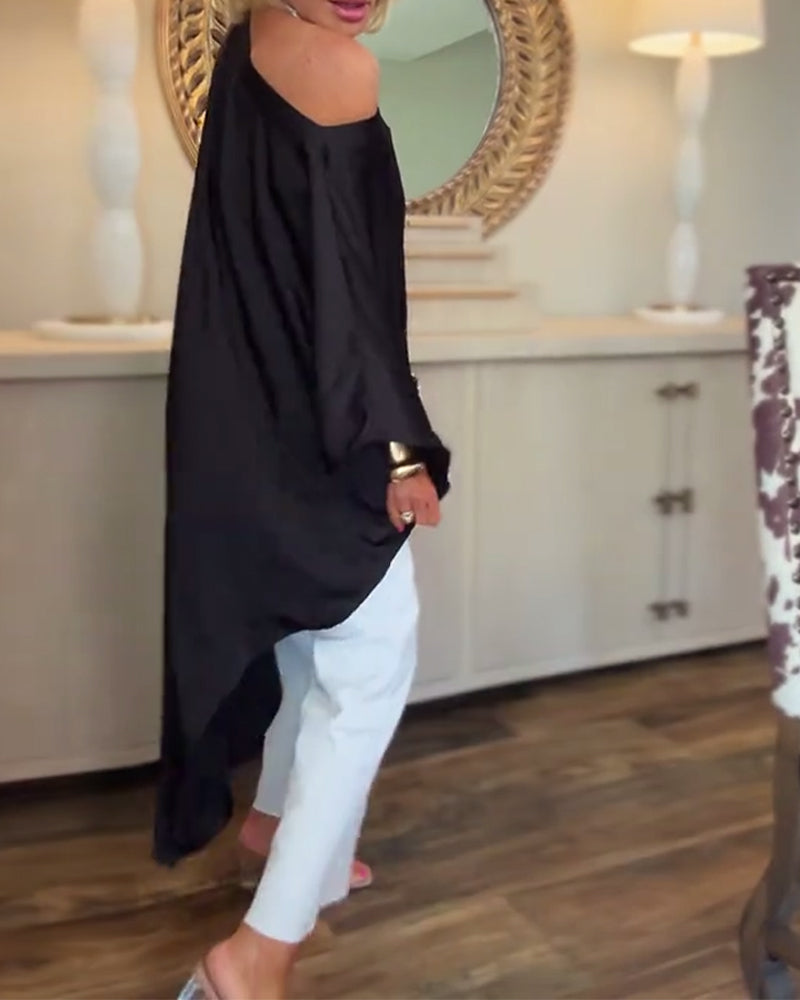 Blusa casual a la moda, irregular y holgada