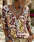 Blusa casual estampada con mangas volantes