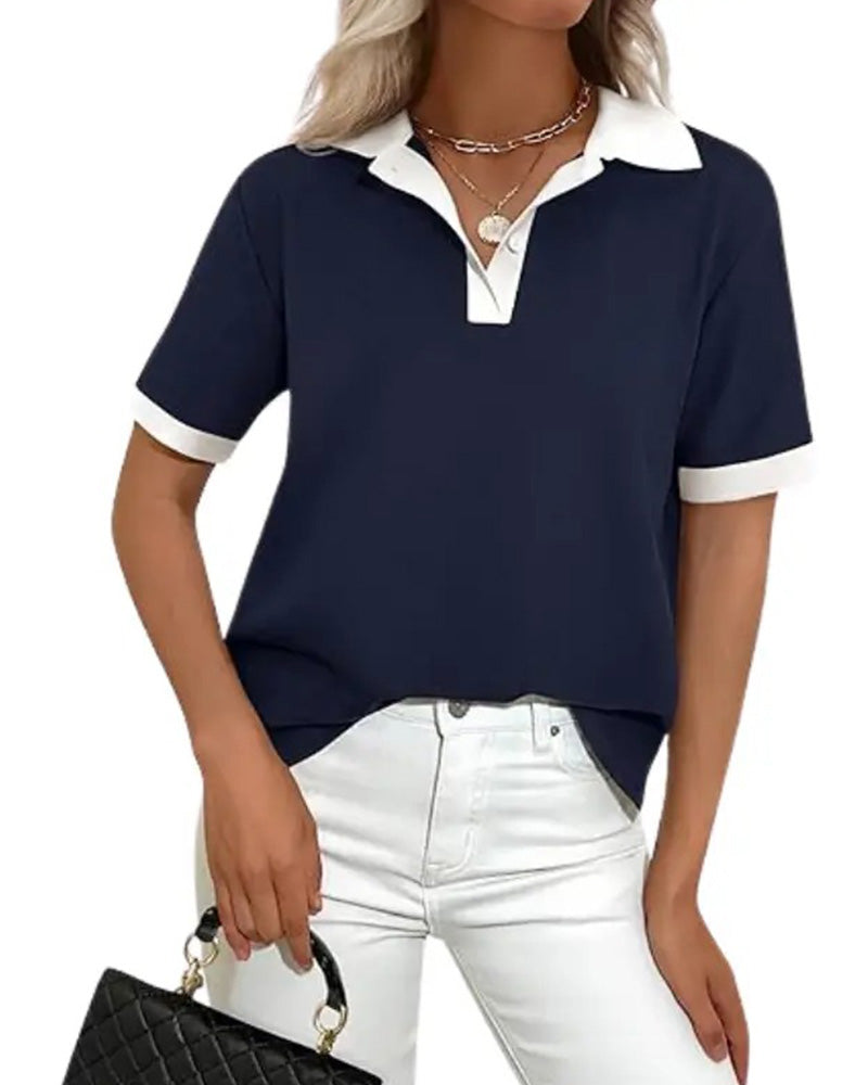Camiseta polo de color blocking con mangas cortas