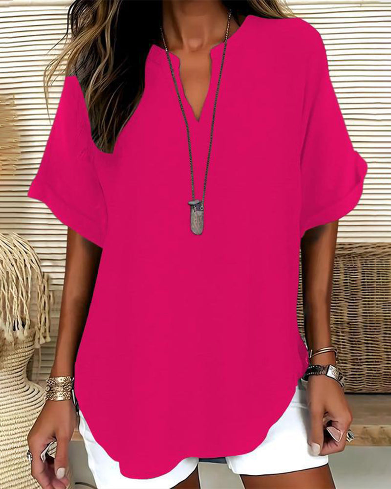Blusa holgada de color liso para mujer casual