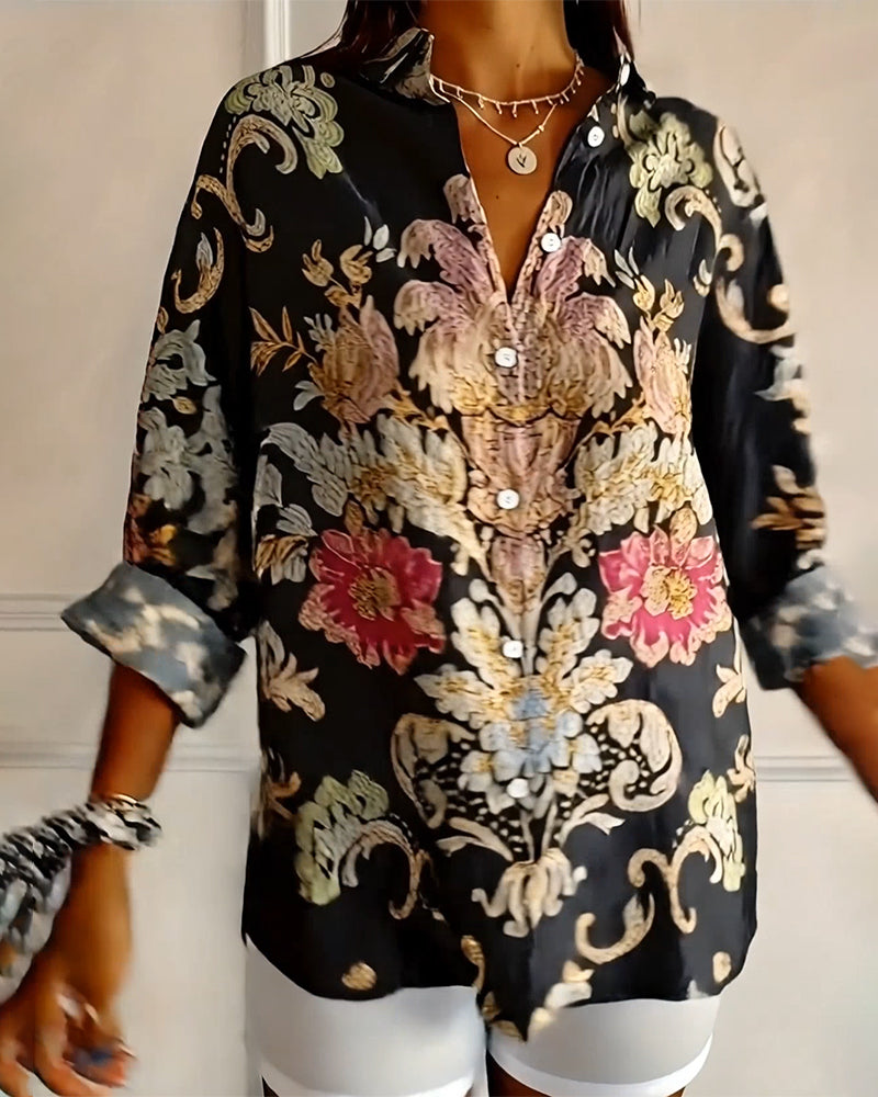 Camisa estampada con cuello abotonado