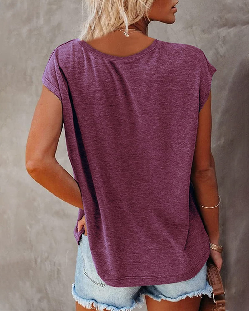 Chaleco liso con cuello en V y mangas remangables