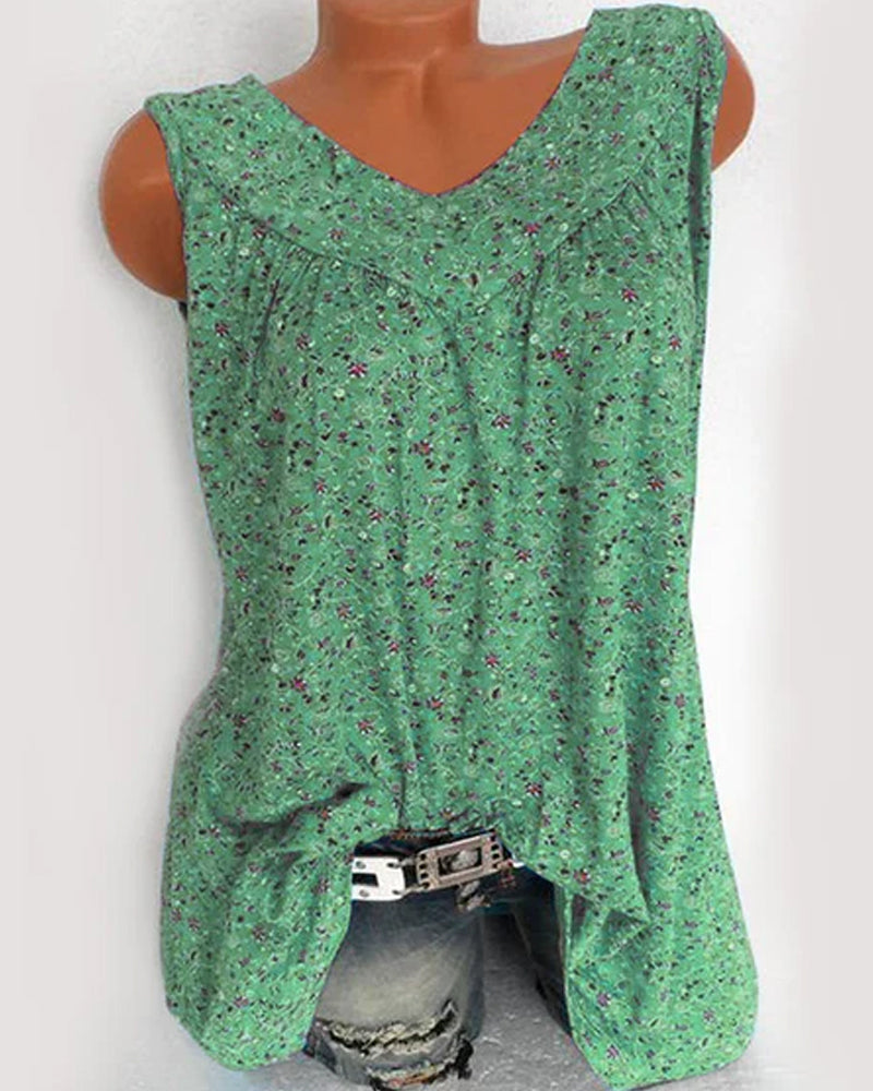 Top sin mangas con estampado floral