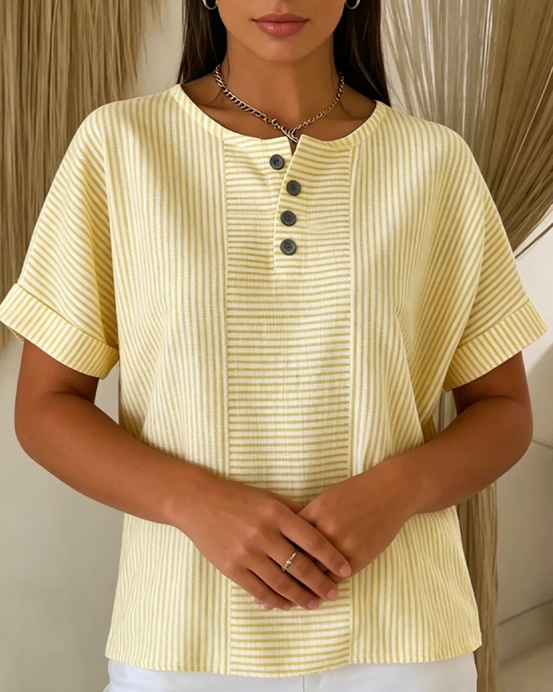 Blusa de cuello redondo de manga corta