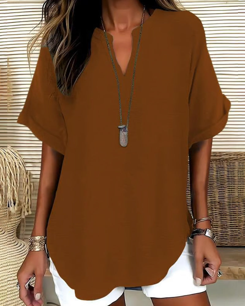 Blusa holgada de color liso para mujer casual