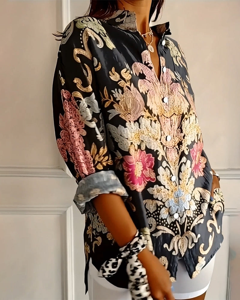 Camisa estampada con cuello abotonado