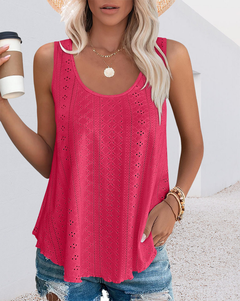 Top sin mangas de cuello redondo holgado