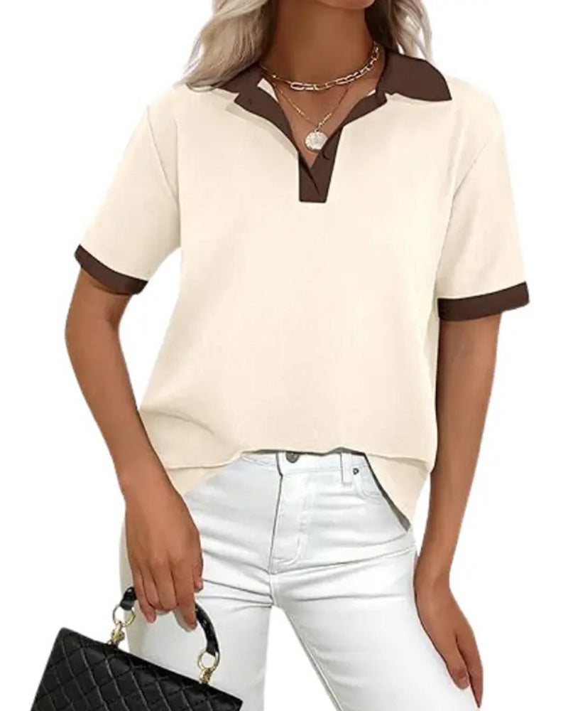 Camiseta polo de color blocking con mangas cortas