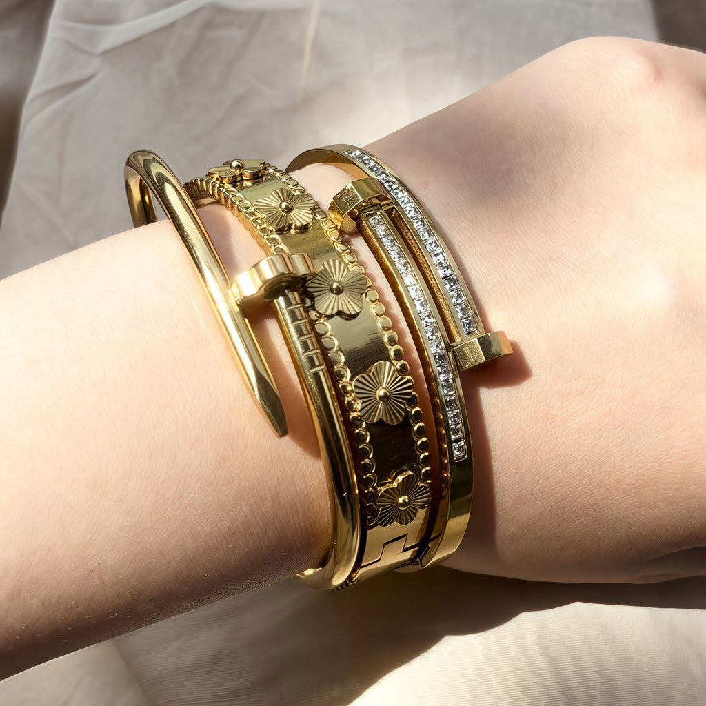 Waterproof & Tarnish-Free 3-Piece Stackable Bangle Set